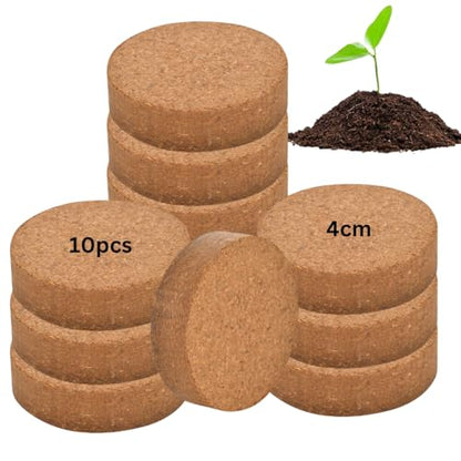 Coconut Coir Coins: Compact Natural Coir Discs - Eco-Friendly Efficient Plants Growth (Pack of 10)